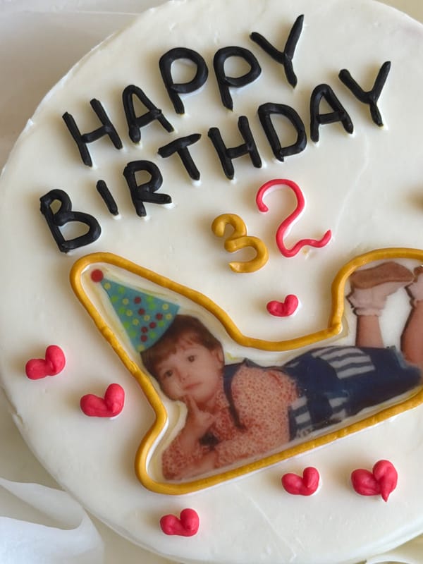 Birthday celebration documented with cake and pastries in Tel Aviv