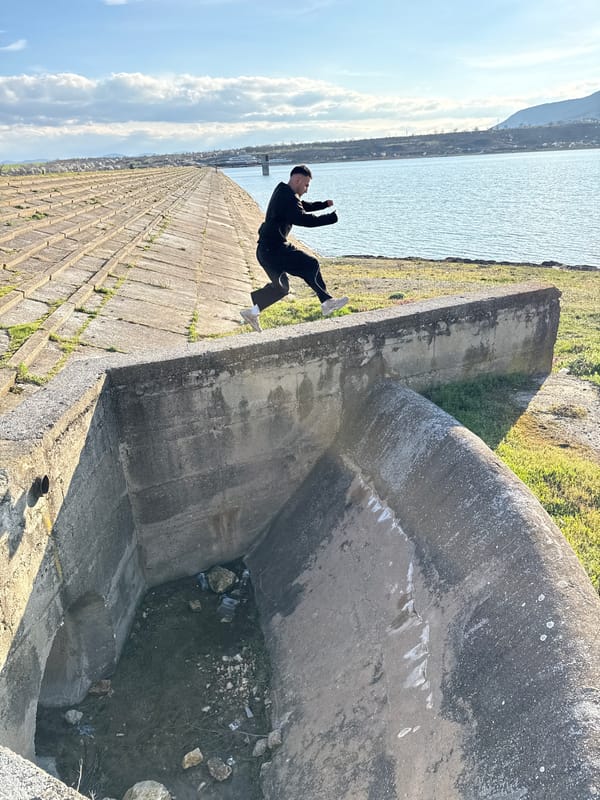 Man enjoys outdoor activities by waterfront in Shumen