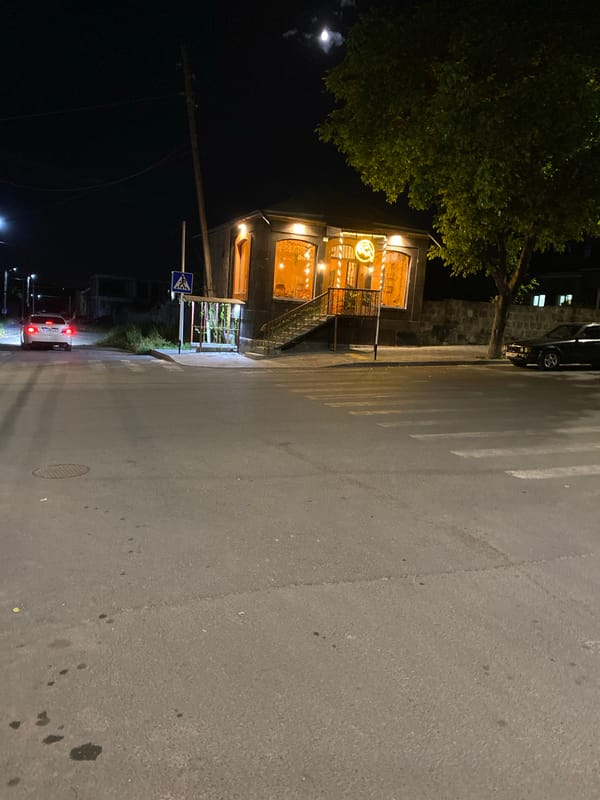 Quiet night streets in Gyumri, Armenia