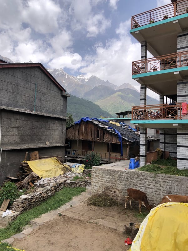 Morning glimpses of traditional life in Himalayan village Vashisht