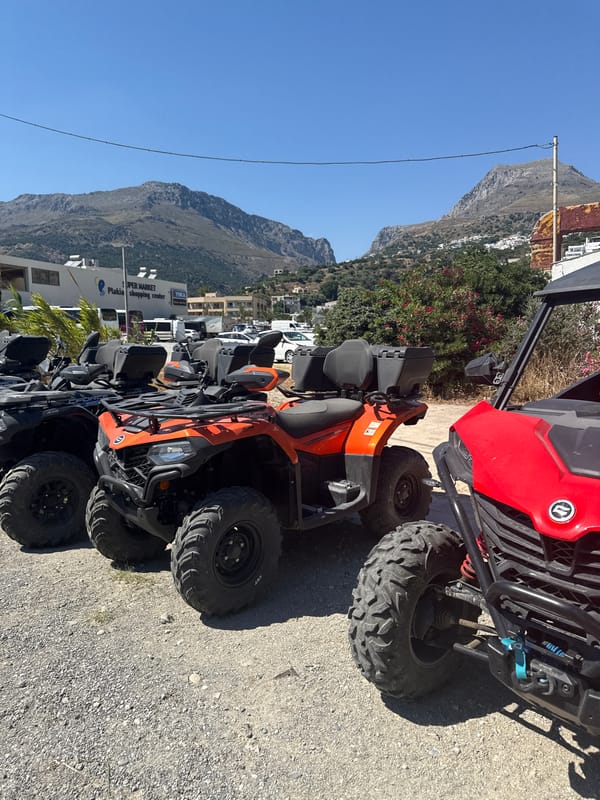 ATVs, coastal drives, and café stops on a sunny island day