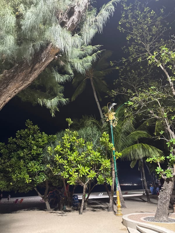 Evening life documented across Patong Beach streets and shoreline