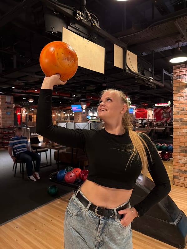 Evening bowling session at a club in Izhevsk, Russia