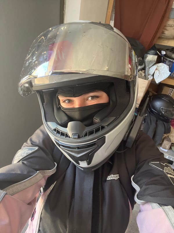 Motorcyclist repairs roller blades in Ukrainian garage