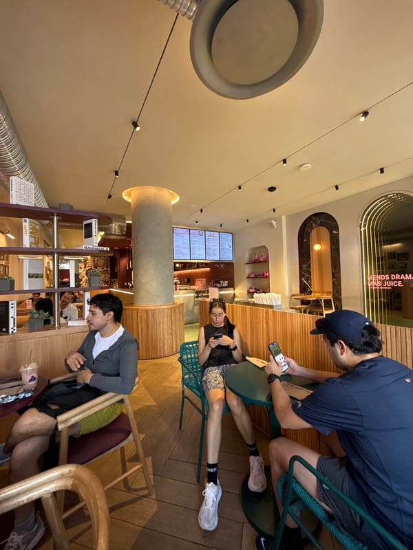 Casual café dining documented in Mexico City Saturday afternoon