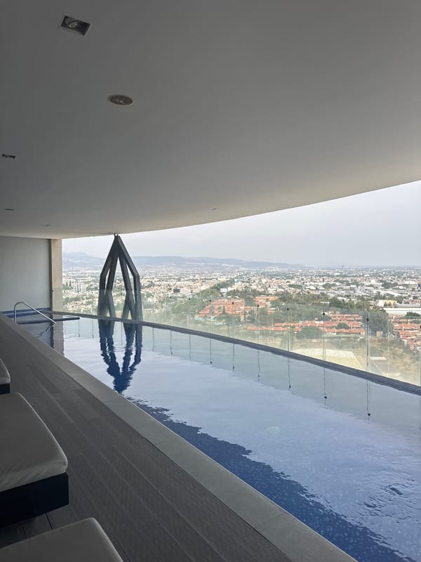 Elevated views of León cityscape captured from rooftop location