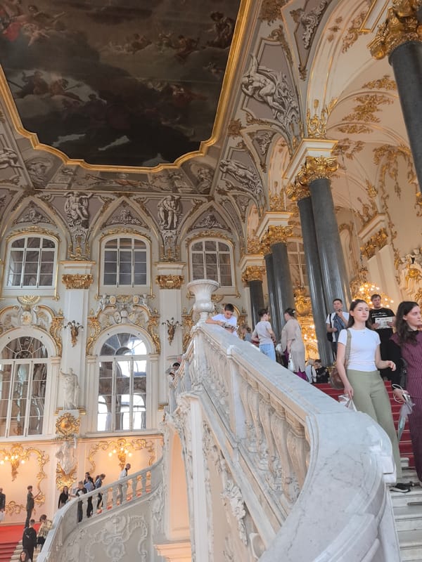 Morning walk through the Hermitage's grand halls and galleries
