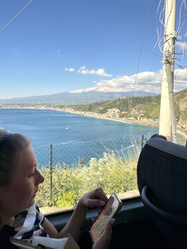 Tourist captures scenic journey through coastal Taormina, Italy
