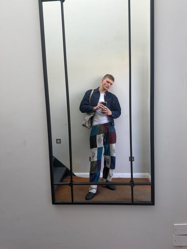 Morning mirror selfies captured in London indoor location
