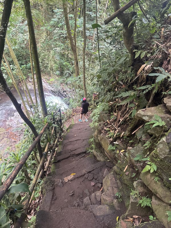 Early morning hike documented at Banjar waterfall trails