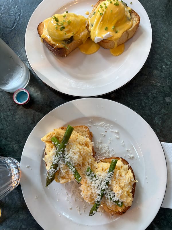 Brunch meal documented in Tel Aviv Friday morning