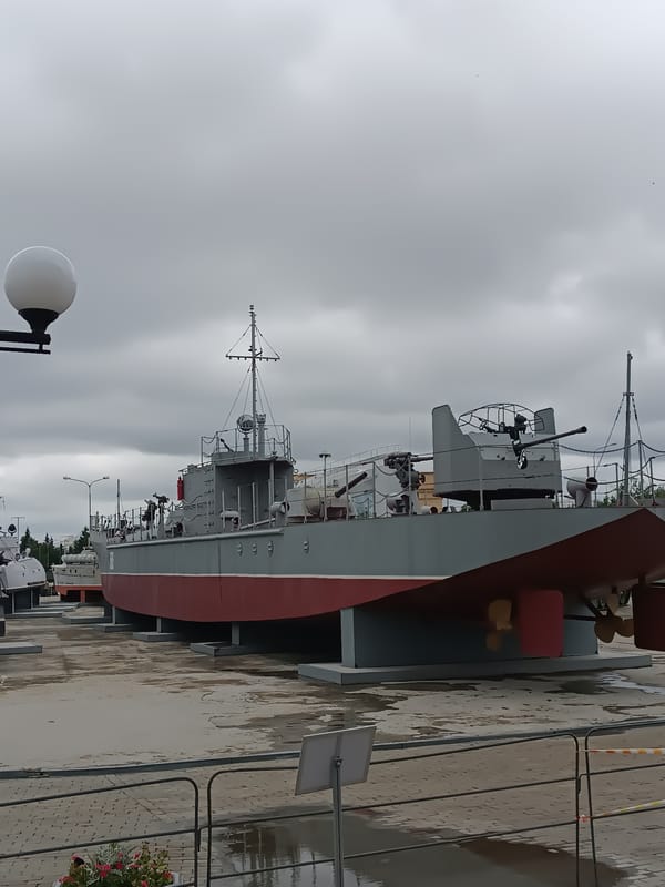 Historic warships on outdoor display in Verkhnyaya Pyshma