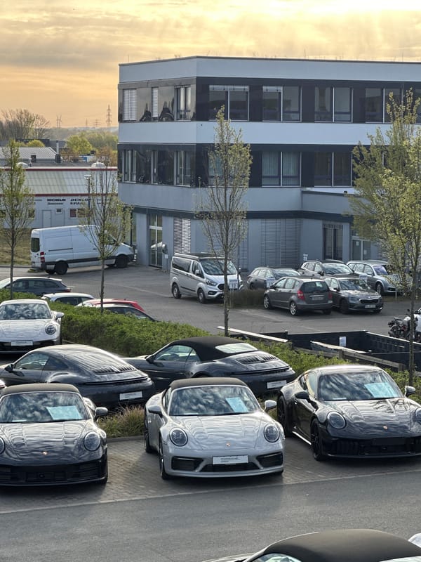 Porsche-filled parking lot spotted near office building in Holzwickede
