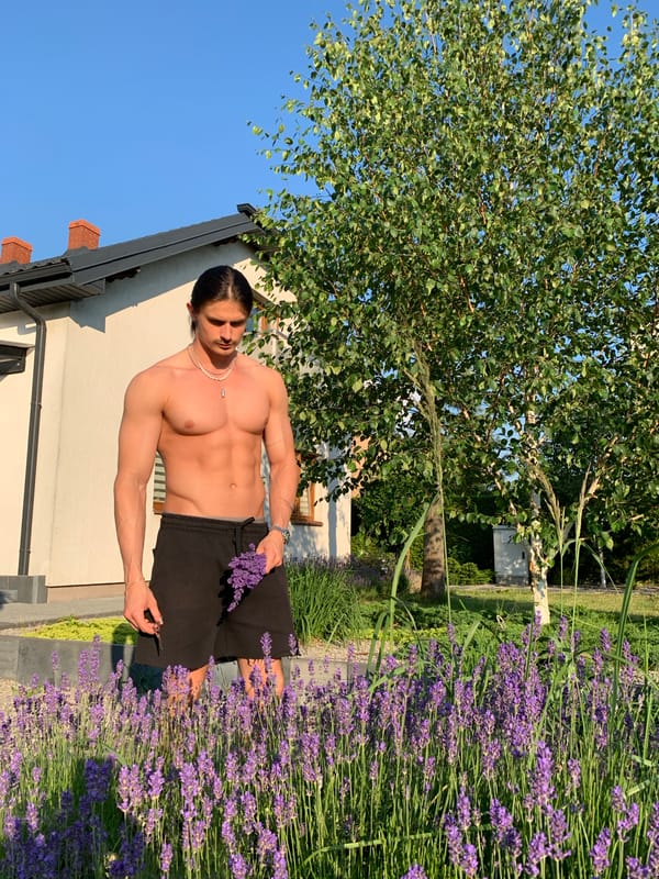 Lavender harvest meets Kérastase product shoot in a garden setting
