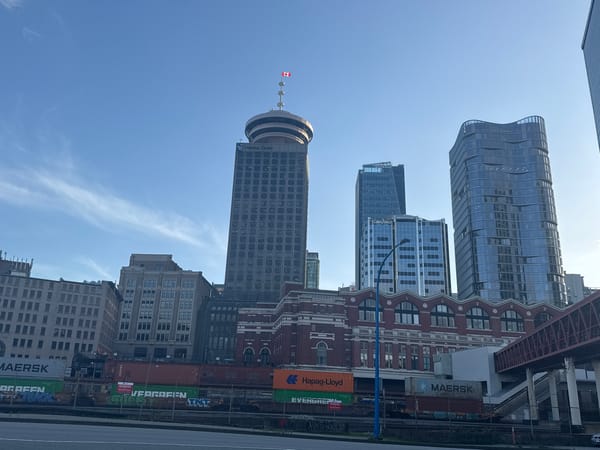 Vancouver cityscape and waterfront views captured early morning