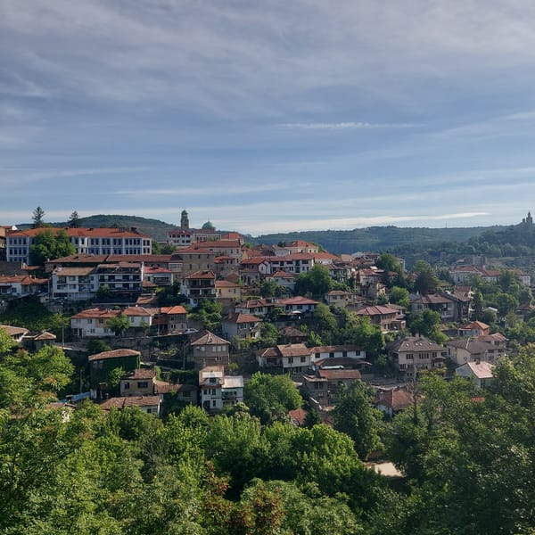 Morning views captured of Veliko Tarnovo's hillside cityscape