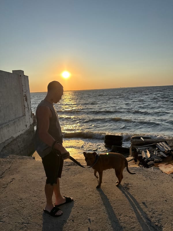 Sunset on the Black Sea coast in Zatoka, Ukraine