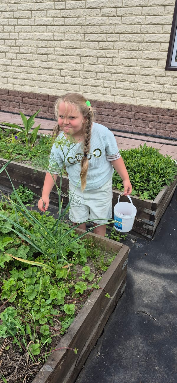 Berry picking and garden play, morning into afternoon