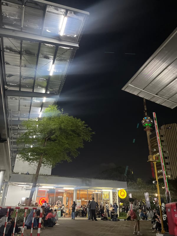 Night scene documented in Central Jakarta entertainment district