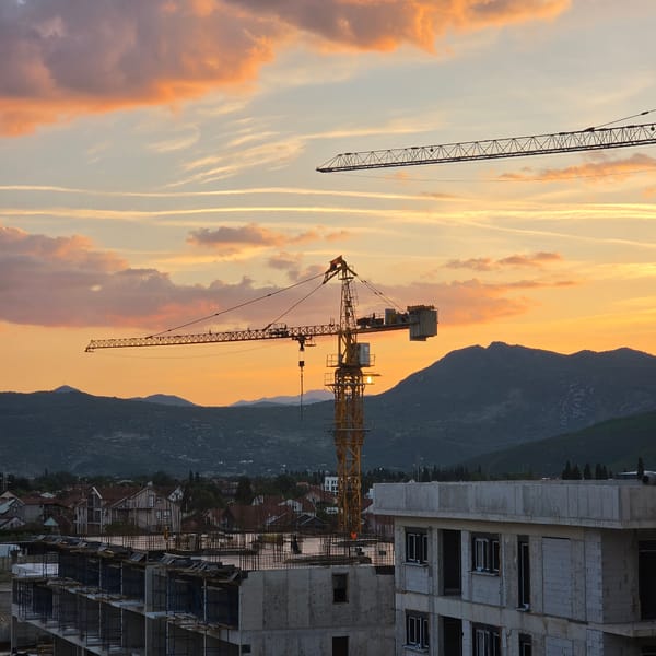 Sunset views captured over Podgorica construction sites