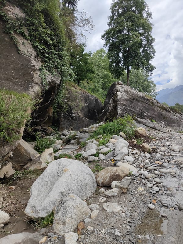 A quiet morning along Goshal's rocky riverbed and trails