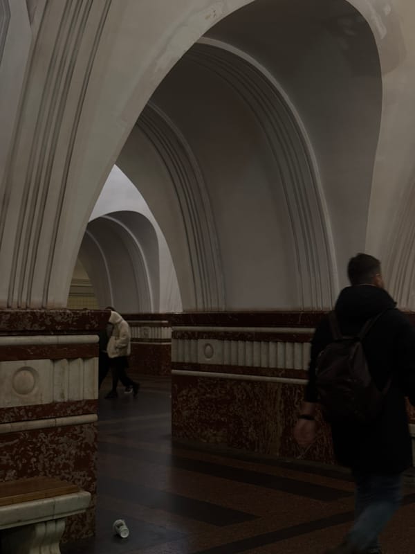 Tilted photo captures ornate Moscow interior space