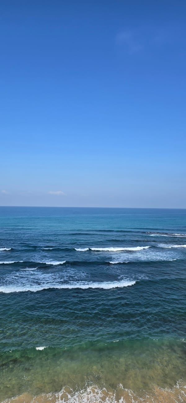 Paddleboarding on a clear-day ocean near a rocky breakwater