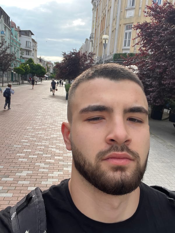 Morning pedestrian captured on brick street in Varna