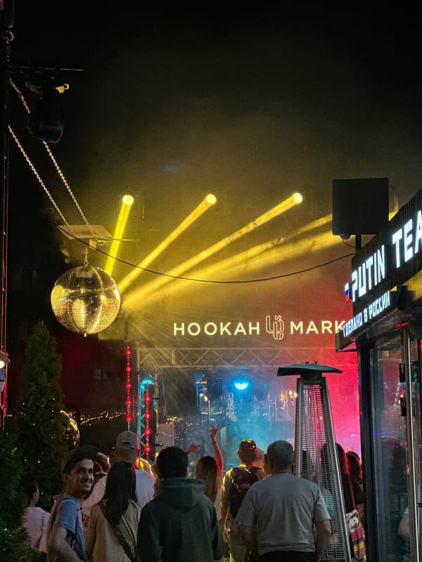 Estosadok resort town after dark: bars, hotels, and streets