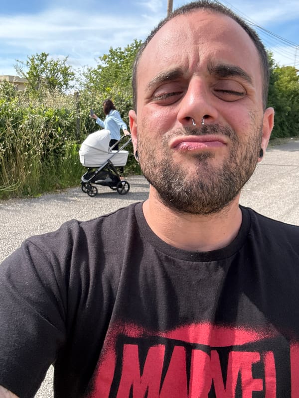Man walks dog, takes photos on Aprilia streets