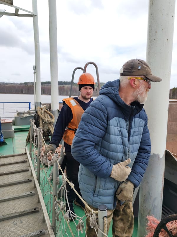 Routine cargo loading operations documented at Russian port terminal