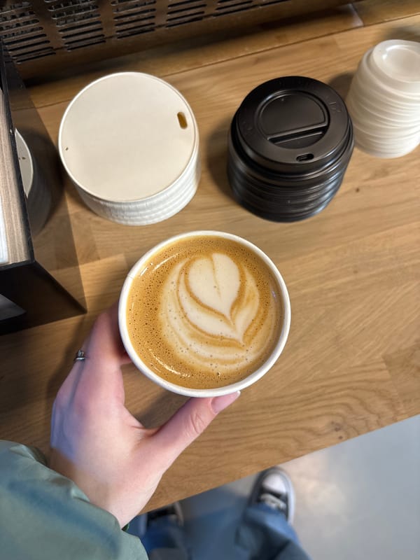Morning coffee moment captured in Copenhagen cafe