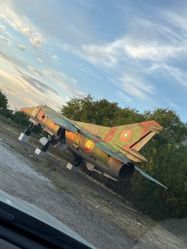 Cold War MiG-23 fighter jet on display in Bulgarian village