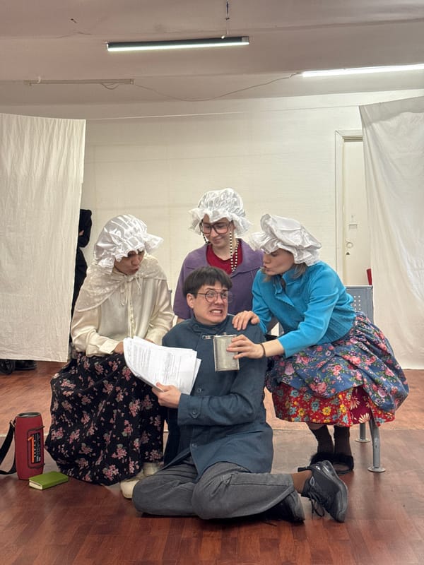 Period costume rehearsal captured in Moscow theater venue