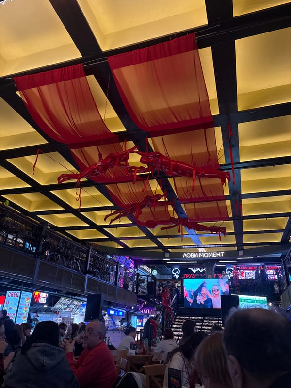 Diners finish meals at Moscow restaurant