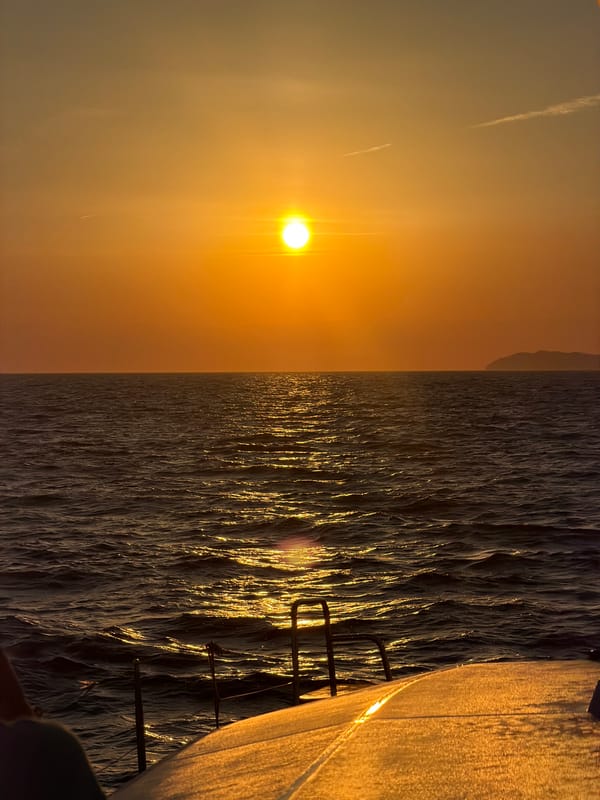 Sunset observed from boat off Anacapri coast