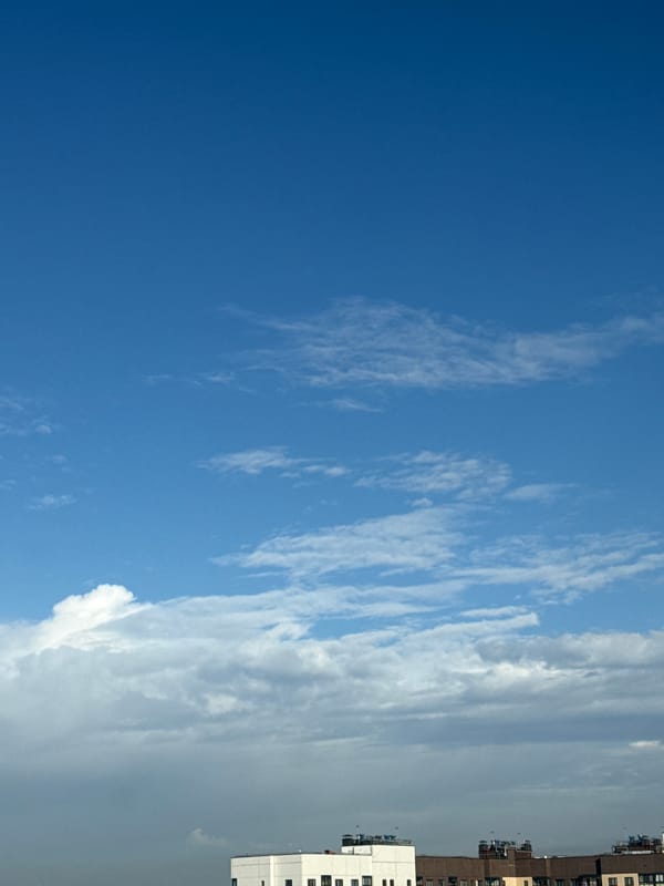 Morning sky with scattered clouds observed over Lyubertsy, Russia