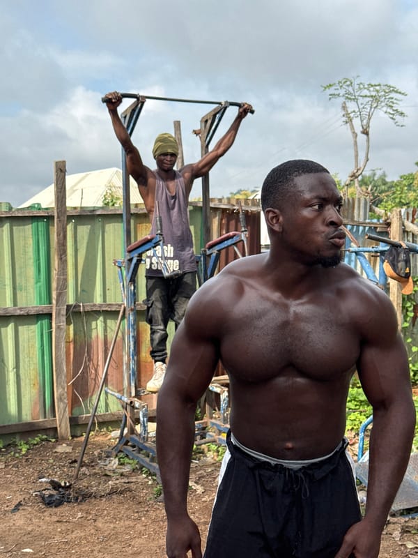 Morning workout at a makeshift outdoor gym in Akwanga, Nigeria