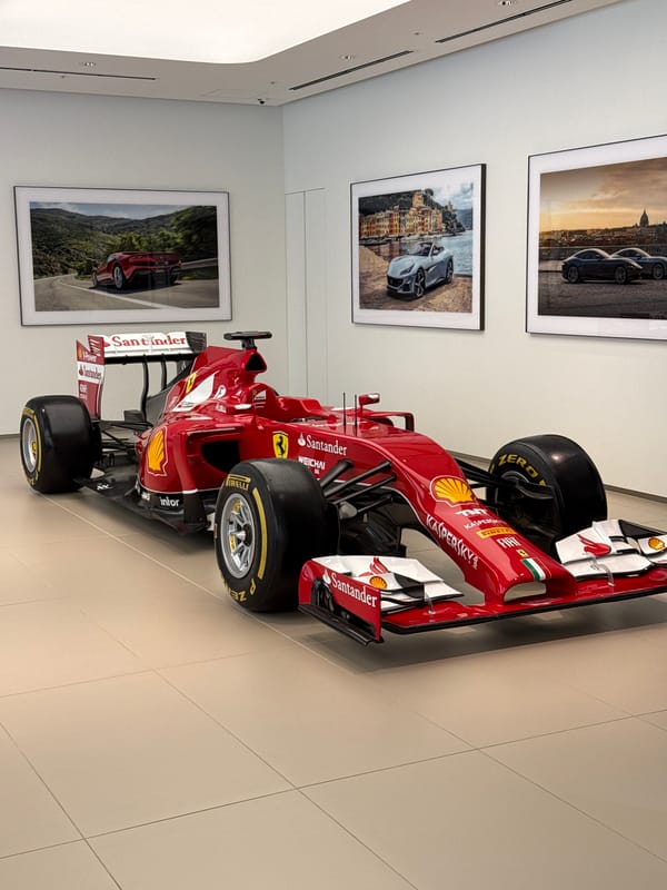 Ferrari F1 car displayed at Osaka dealership showroom