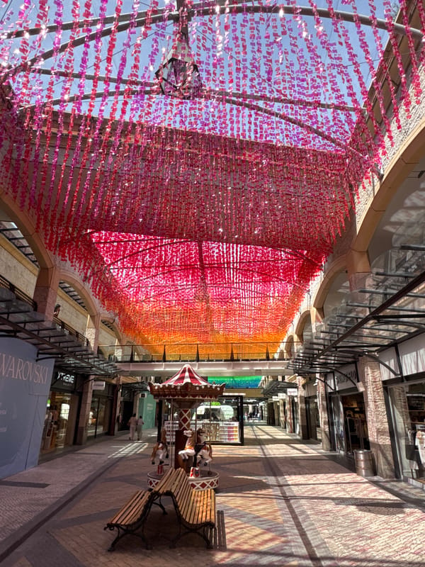 Colorful hanging art installation spotted at Forum Aveiro mall
