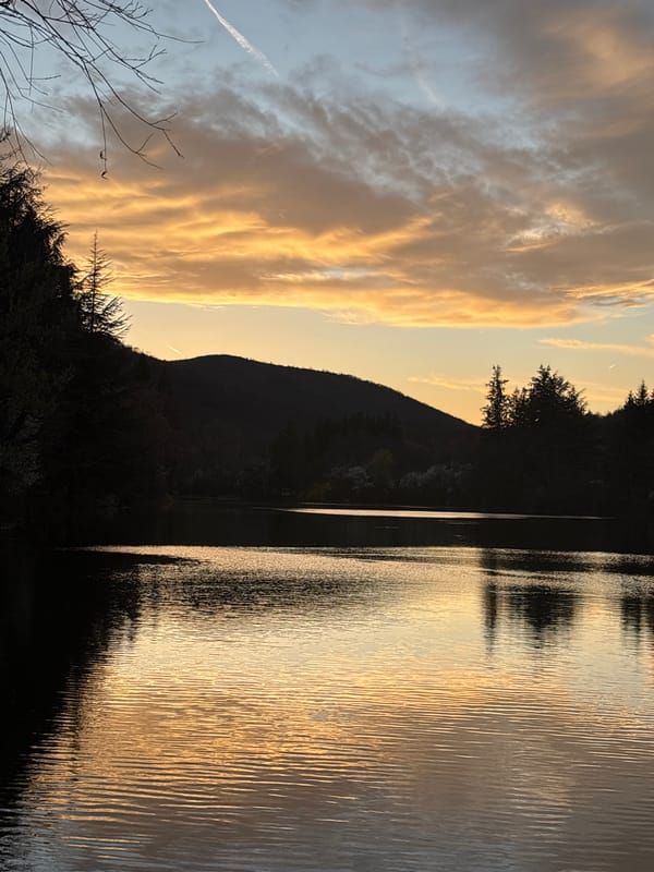 Sunset observed with golden reflections at Bulgarian thermal springs