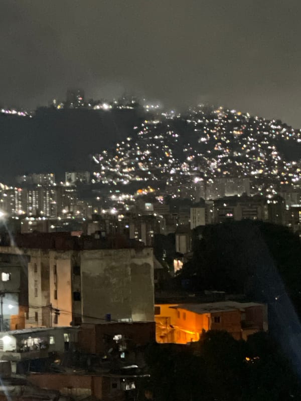 Caracas nightscape captured with illuminated buildings and streetlights