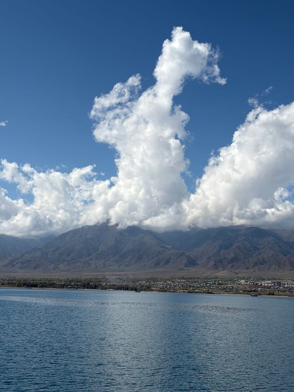 Lake panorama captured in Cholpon Ata, Kyrgyzstan