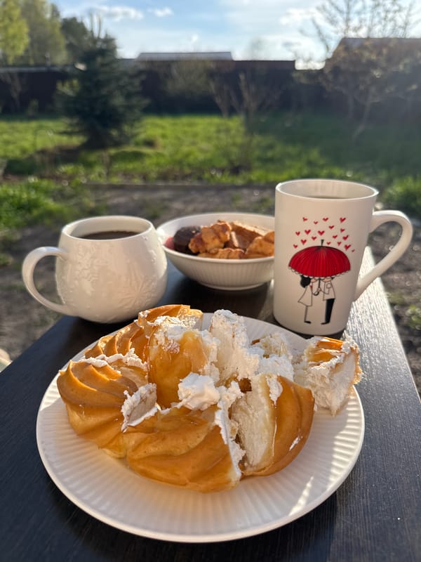 Outdoor lunch documented in Steklyannyi garden setting