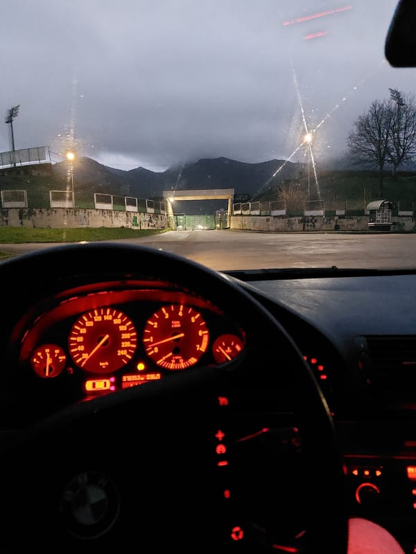 Nighttime drive captured through Vratsa, Bulgaria streets