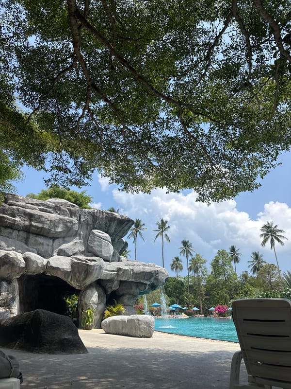Early morning pool area scenes captured at Patong resort