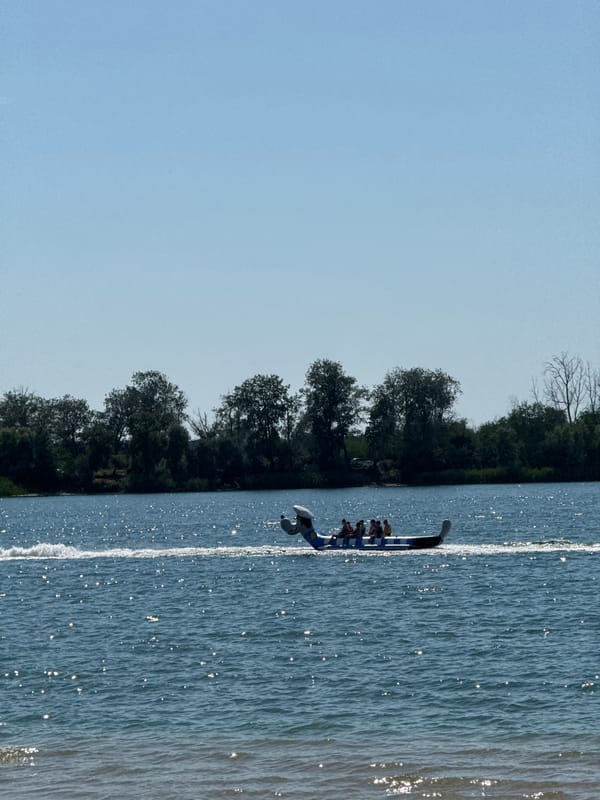 Lazy summer beach day on the water in Yelyzavetivka