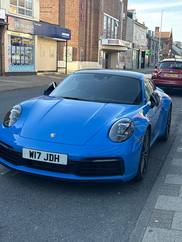 Blue Porsche spotted parked on Great Yarmouth street