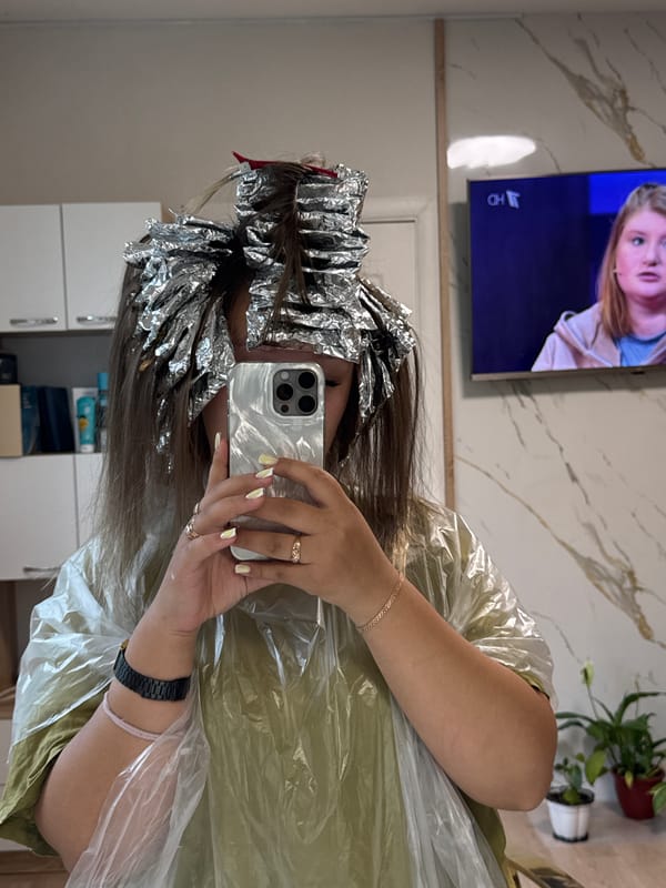 Woman documents hair salon visit and rural life in Russian village