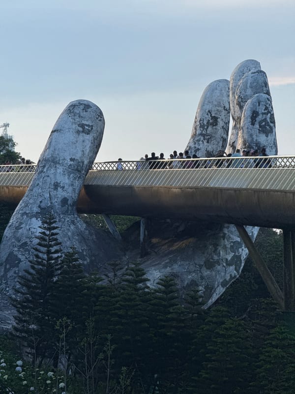 Tourists document Golden Bridge at Vietnam's Bà Nà Hills